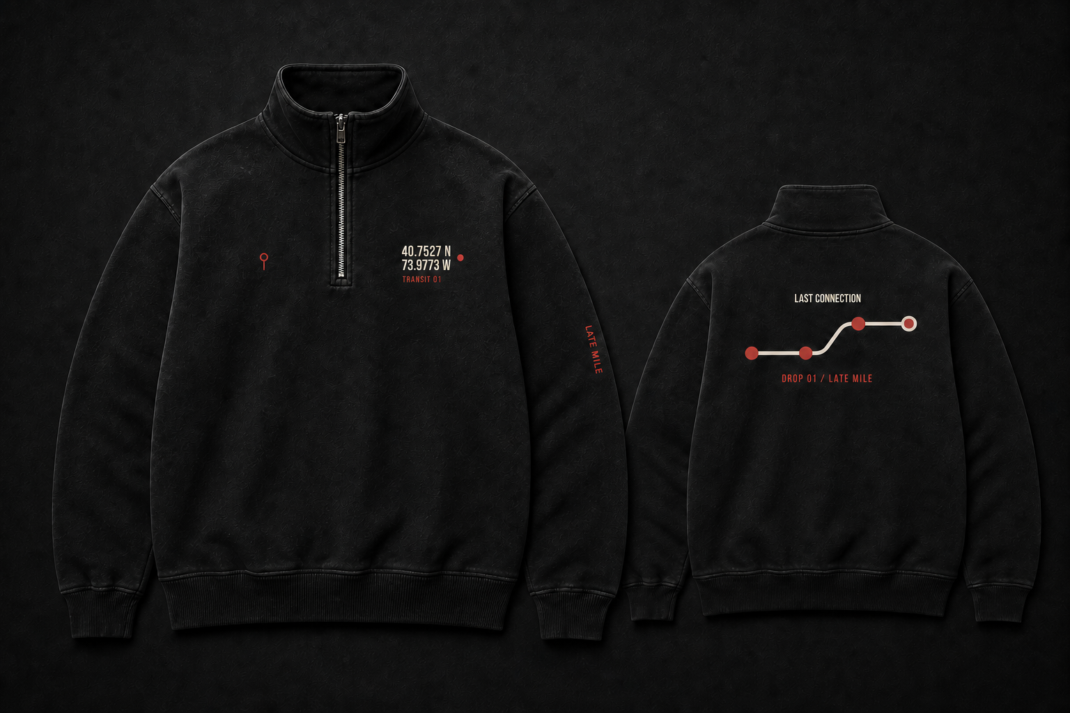 Transit Quarter Zip approved concept board