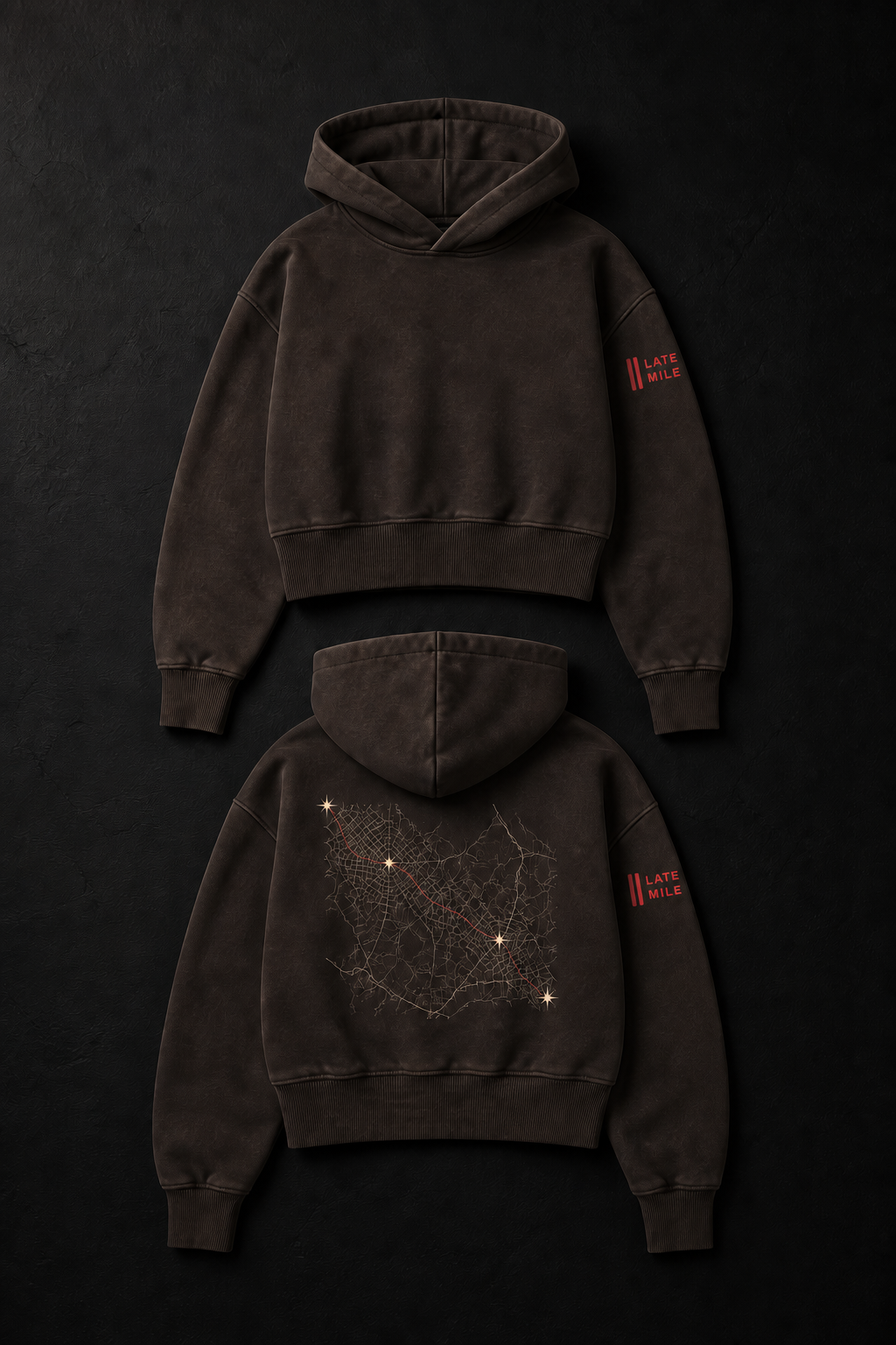Night Route Cropped Hoodie approved concept board